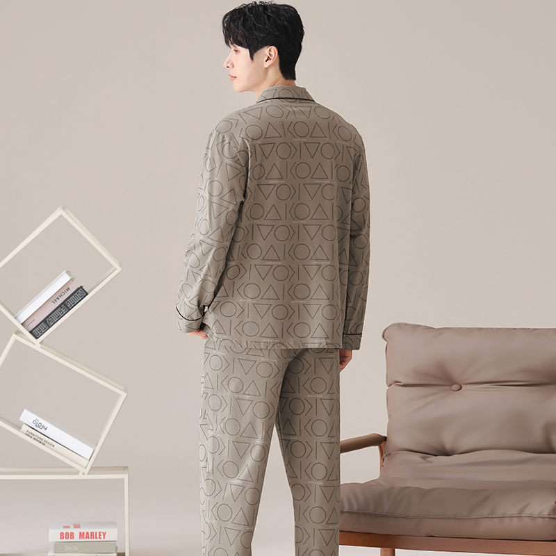 2024 nuevo pijama de algodón de hombre primavera y otoño de manga larga otoño y invierno bolsillo de ropa para niños