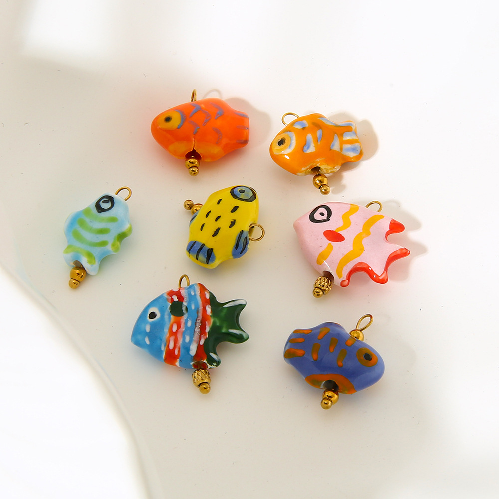 2g Weight 0.03µm-0.05µm Gold Plating Thickness PVD Coated Gold Plating Process Pendant Jewelry Making Type 18K Real Gold Plated Plating Material 1 Piece Quantity ceramics Material Starfish, Dolphin, Fish Pattern Cute, Marine Style Style Irregular Craft 1 Piece Ceramics Starfish Dolphin Fish Polished DIY Ornament Accessories Pendant 17