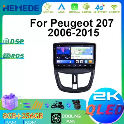 06-15 Peugeot 207 üçün Avtomobil DVD Naviqasiya Bluetooth Radio Carplay Hamısı Bir Yerdə