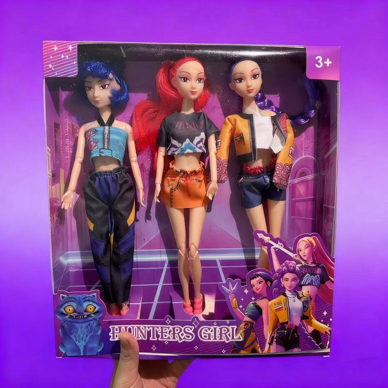 Hunter Witch Doll Kpop Three-Piece Set Hand Figure Children's Vinyl Doll Solid Doll Toy Cross-Border Wholesale