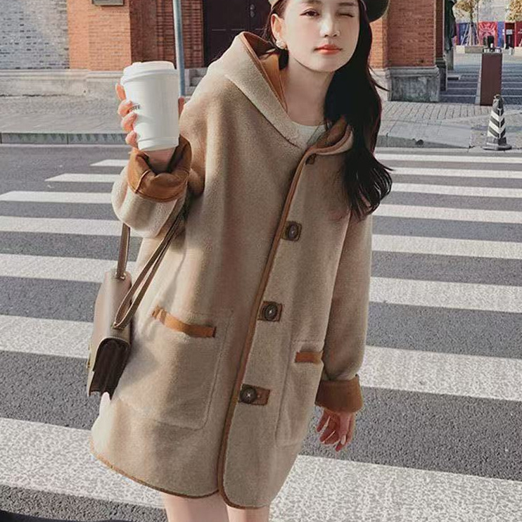 设计感双面穿外套女大衣皮毛一体加绒加厚2025新款小个子冬季棉服|undefined