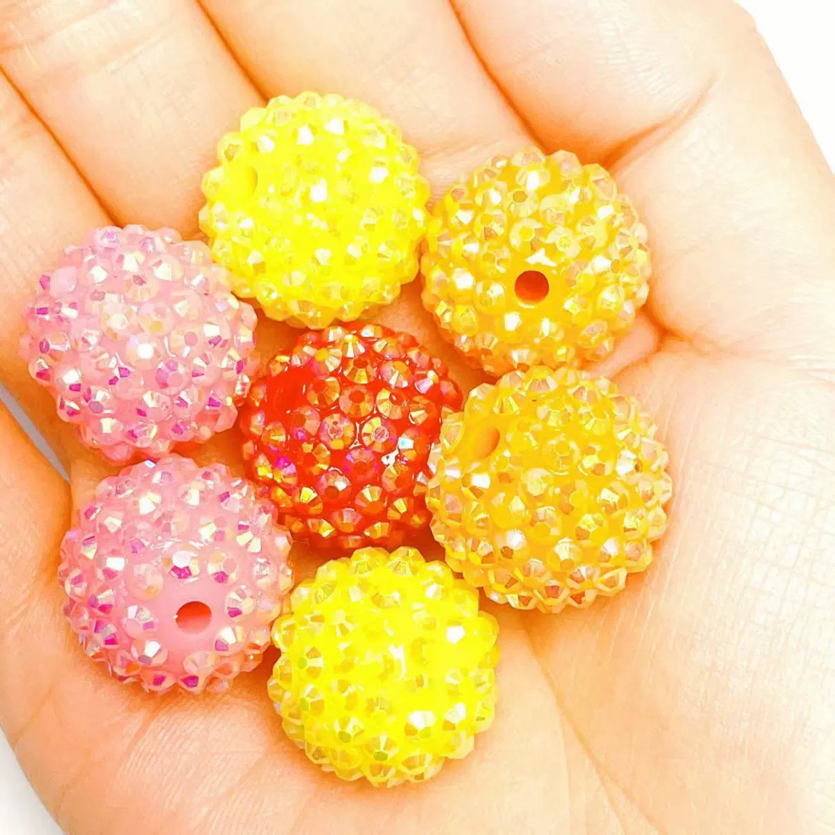 10MM~20MM亚克力树脂钻球AB彩钻DIY饰品配件镶钻珠子圆球珠