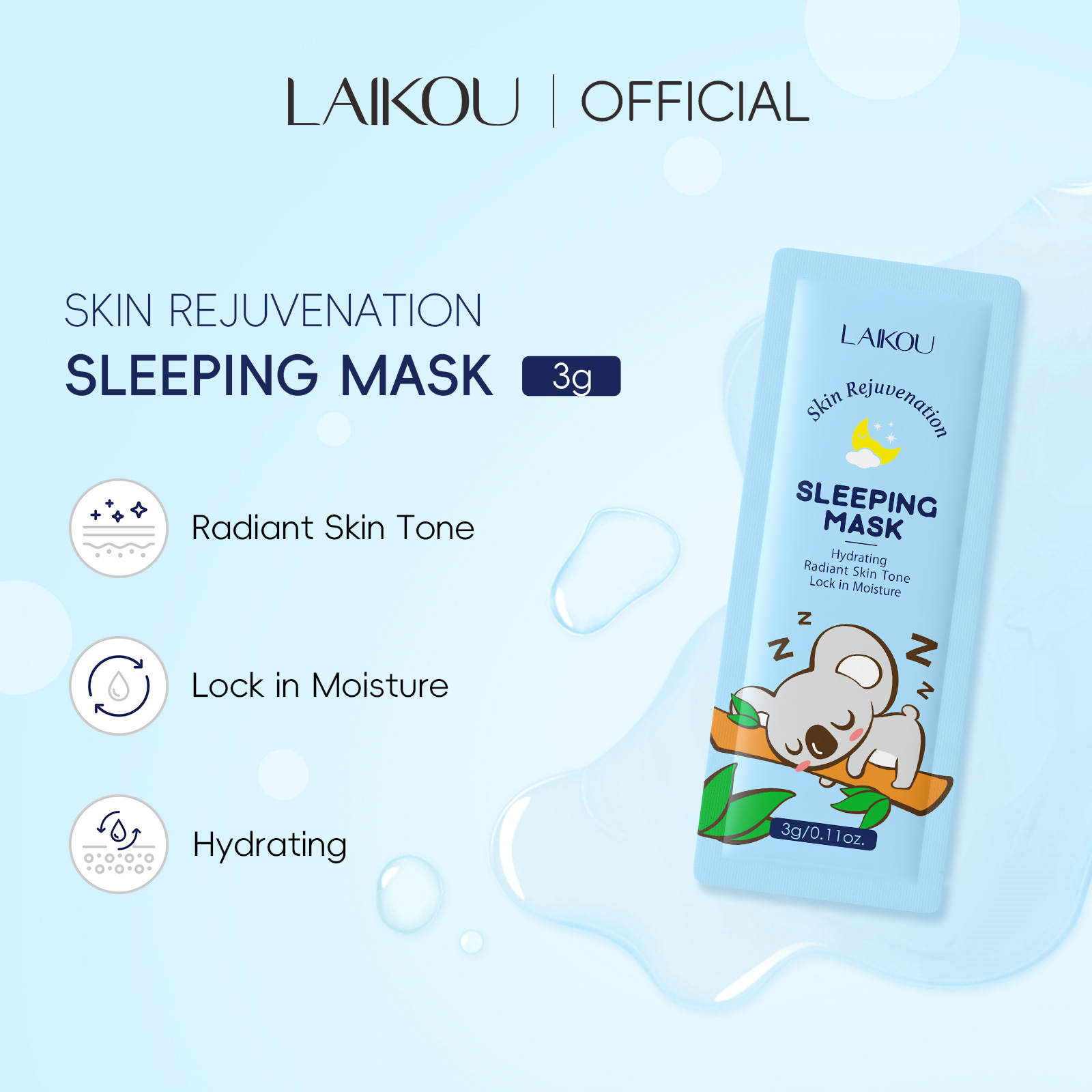 Leco Koala No-Wash Sleeping Mask 3g, Shopee & AliExpress, English Packaging, Cross-Border Dropshipping