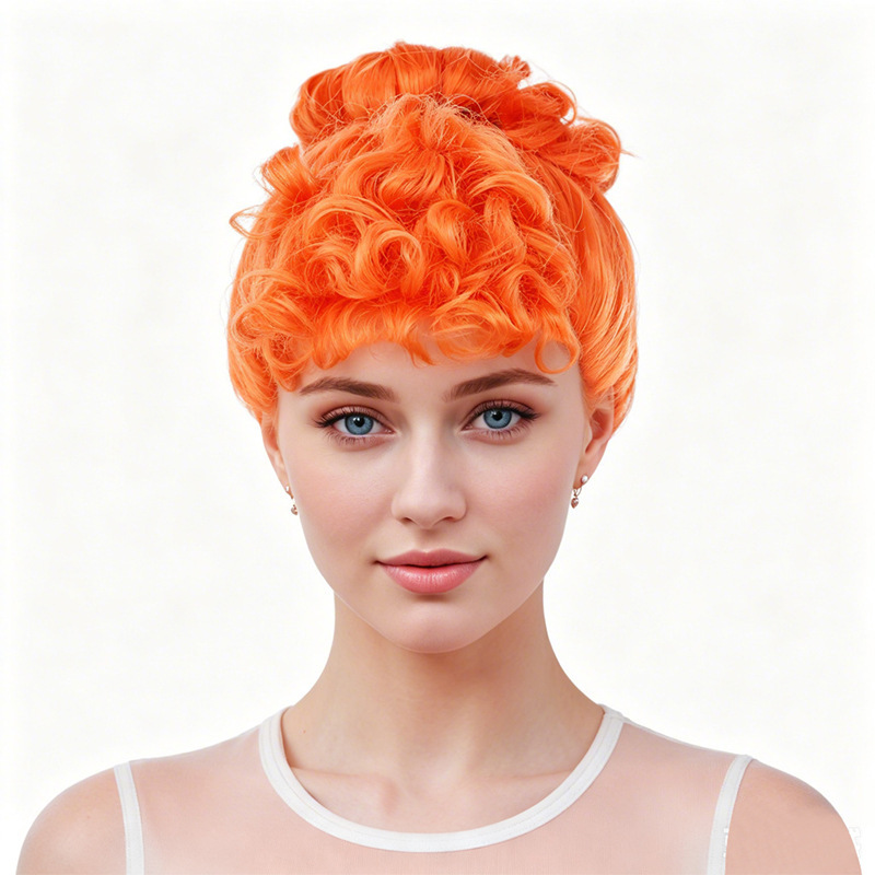 Lingqi European and American cross-border Halloween modern Wilma cosplay wig short hair with edge styling for parties and anime events Lingqi European and American cross-border Halloween modern Wilma cosplay wig short hair with edge styling for parties and anime events