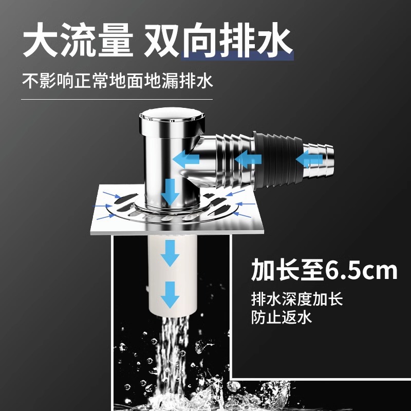 Downcomer three-head washing machine drain pipe floor drain joint port docking device Channel three-way water distributor one-two