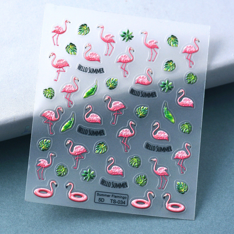 Nail art three-dimensional relief red bird thin transparent self-made nail stickers wearing nail decorative stickers hand account