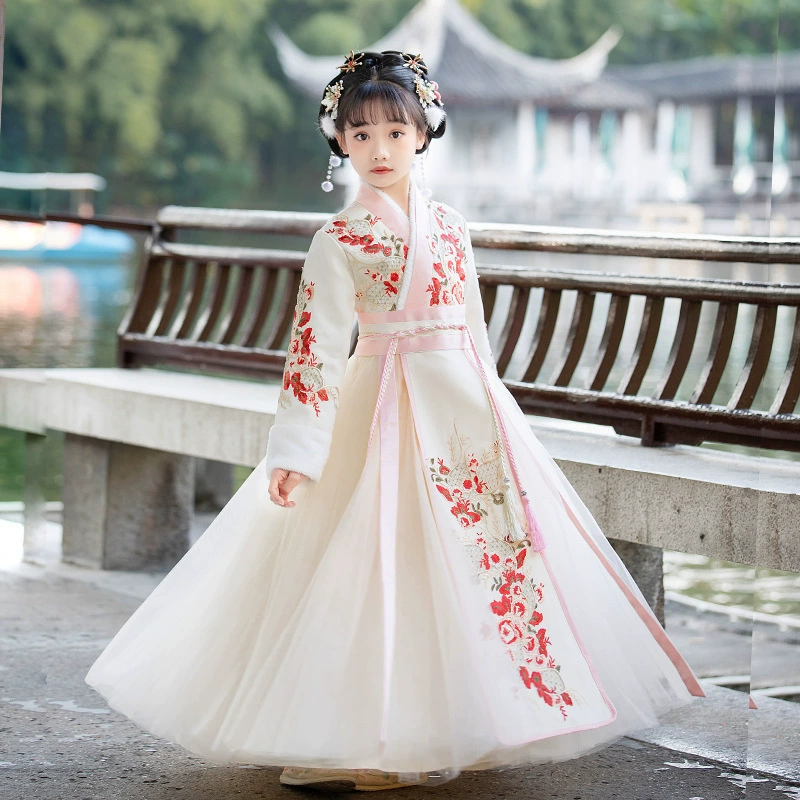 Демисезонный Hanfu, детская юбка для девочек, китайский стиль