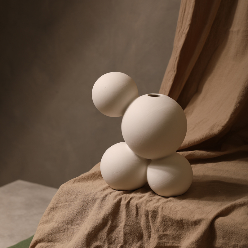 INS estilo globo de cerámica florero blanco decoración sala de estar silenciosa flor seca arte tienda de ropa escritorio decoración suave