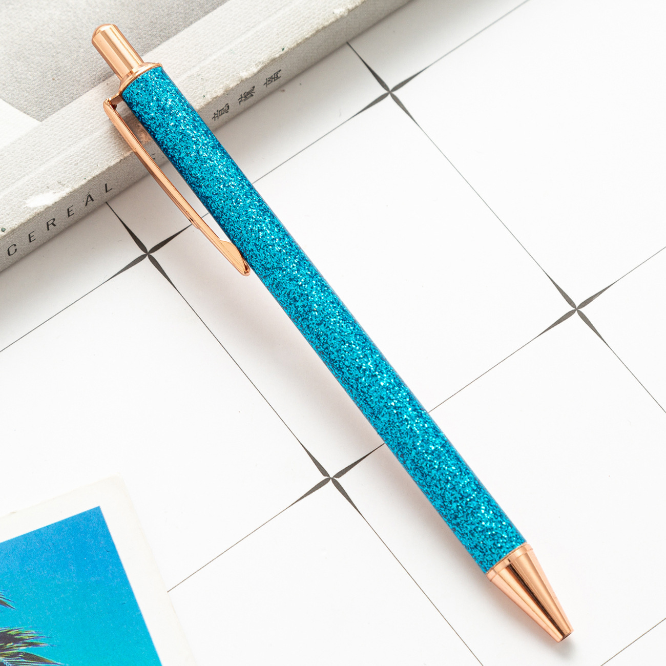 Yiwu fábrica directa polvo de oro prensa bolígrafo publicidad logotipo láser regalos bolígrafo de metal bolígrafo