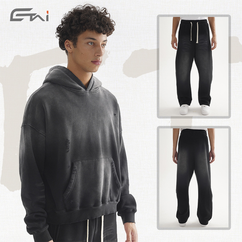 ETAI ropa de hombre otoño y invierno, estilo americano relajado, casual, camiseta de peluche, moda para hombres, set con capuz image 5