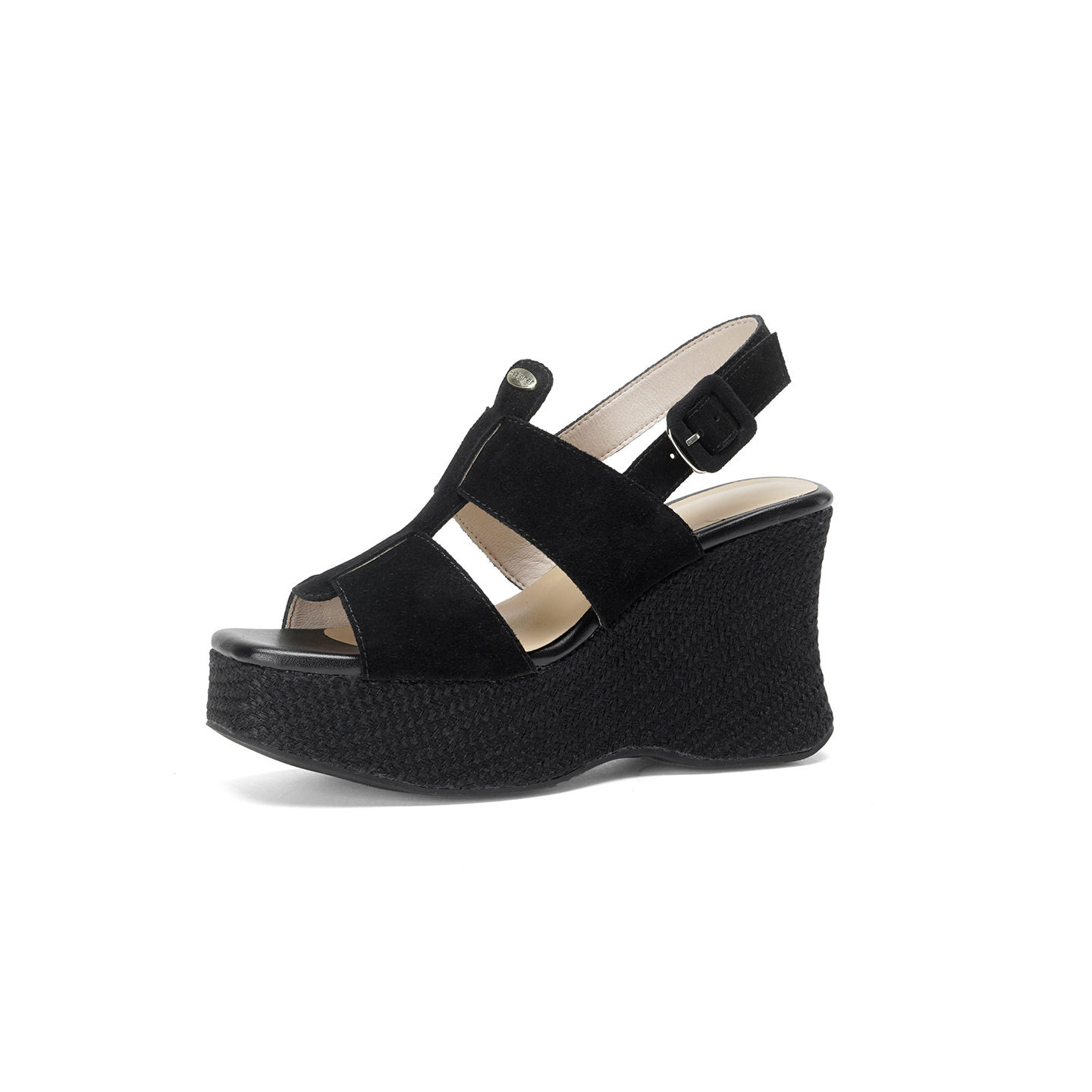 Sandal cao gót nữ hở mũi đế xuồng gót 10 cm quai ngang một khóa — màu đen, màu mơ