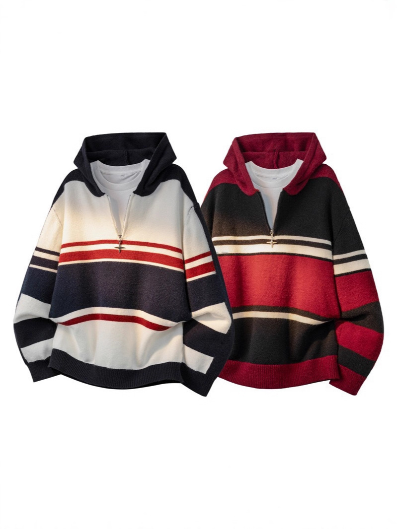 demi-season colored knitted sweater for men and women with zipper…