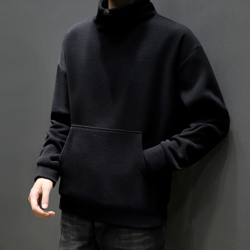 Round Neck Long-Sleeved Sweatshirt for Men in Spring and Autum Polar Fleece Tops for Men, Trendyy and Versatile Pullovers, Plus Fat and Plus Size