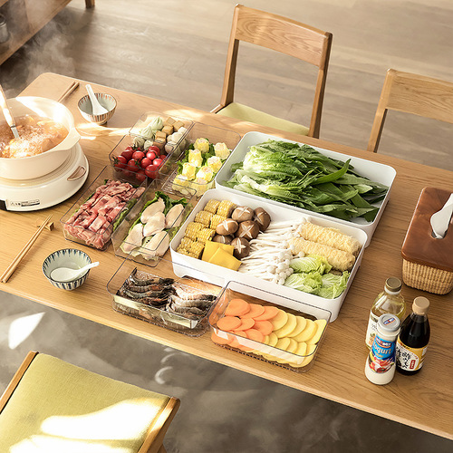 Kitchen partitioned side dish storage stacked dish preparation plate household hot pot multi-functional special dish plate drain tray