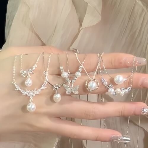 S925 Pure Silver Pearl Necklace for Women, Non-Fading, Unique and High-End Lockchain, Lightweight Luxury, Versatile Pendant, Summer New Arrival