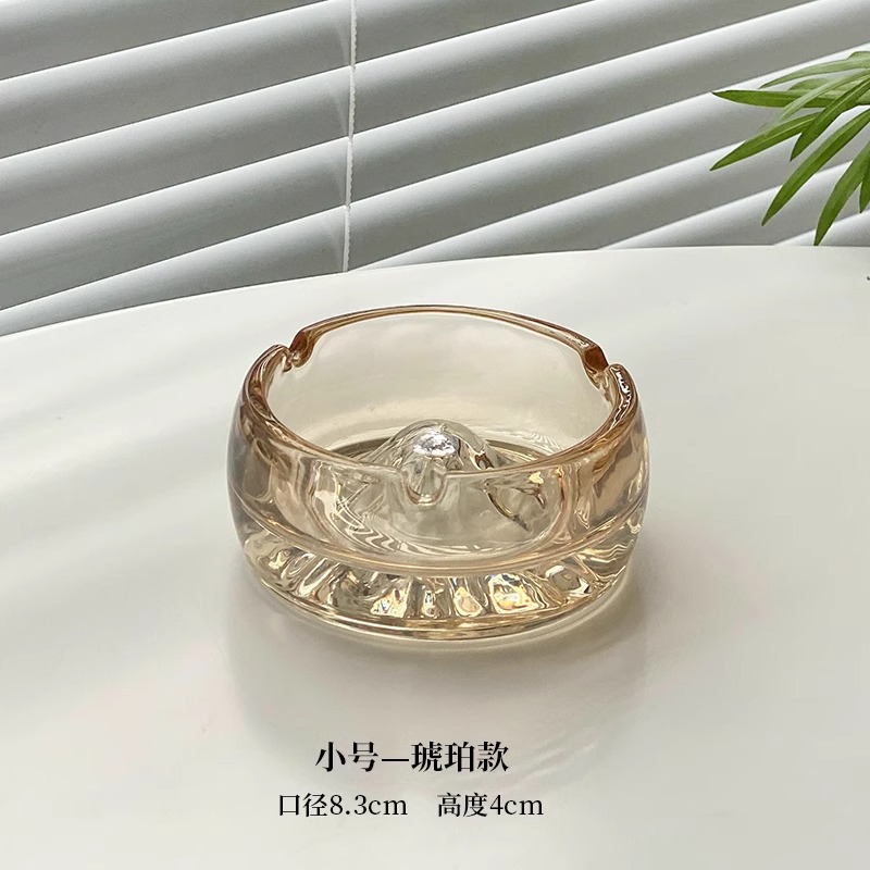 Cenicero de vidrio de lujo ligero y de alto nivel vista montaña sala de estar doméstica decoración de oficina cenicero transparente hotel clubhouse comercial