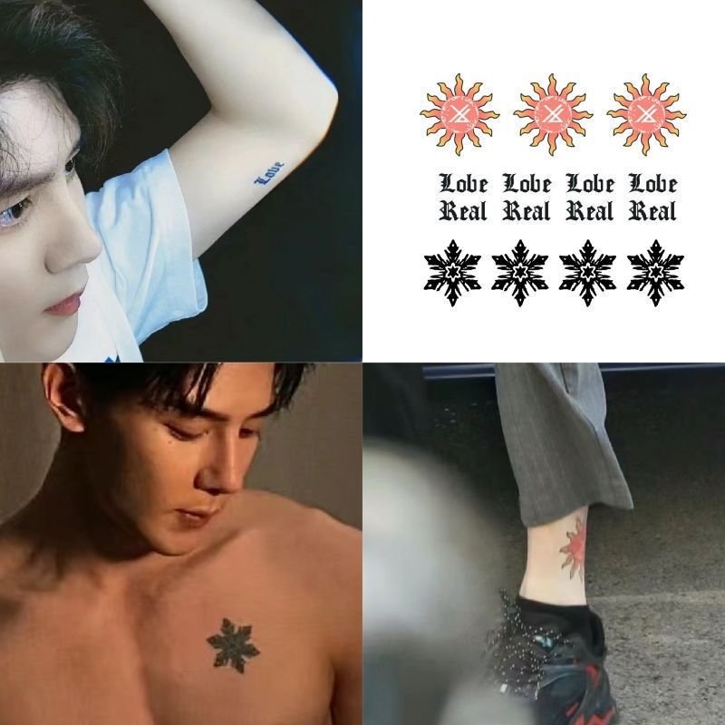 Summer Light Same Style Ankle Sun Totem Tattoo Sticker Waterproof Arm Letter Love Real Love and Sincerity Tattoo