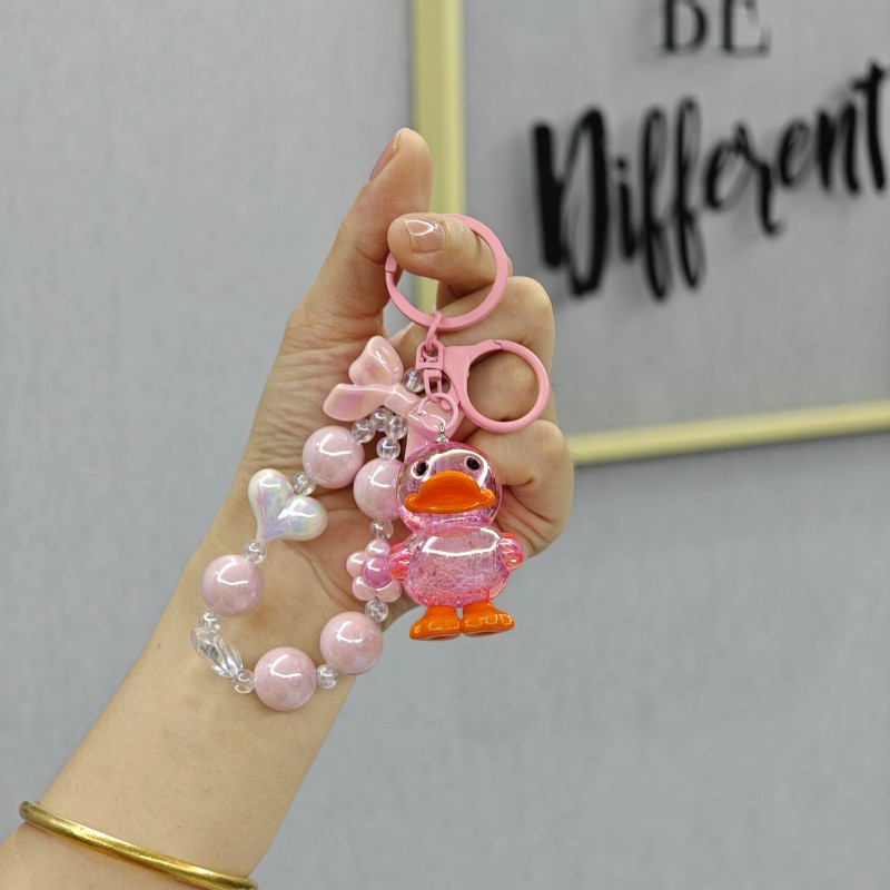 Acrílico cristal pato cuentas llavero lindos colgantes bolsos exquisitos colgantes muñeca máquina pequeños regalos al por mayor