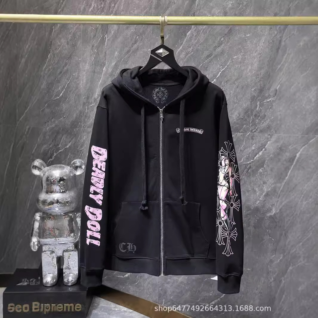 跨境正确版潮牌 Chrome Hearts 秋冬新款阿密辣妹拉链卫衣男女款