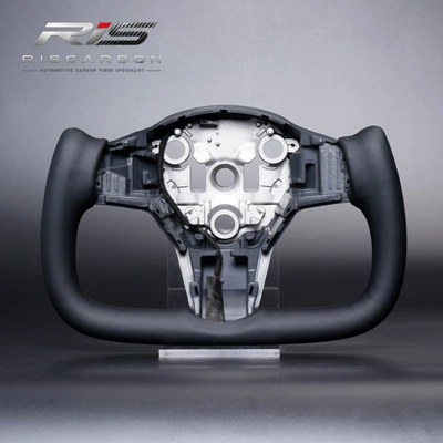 Suitable for Tesla Model 3 Model Y Black Tesla Half-Style Yoke Steering Wheel with Heating (Steering wheel) - model3