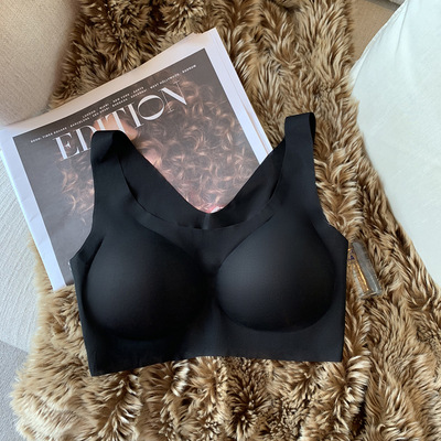Verano japonés de seda de hielo ultrafino sin costuras chaleco ropa interior pecho-recepción invisible de una pieza sujetador fijo 668
