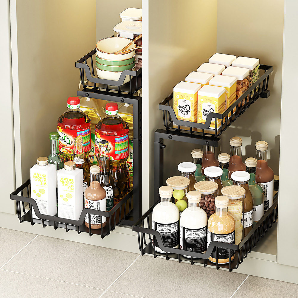 Kitchen Sink Storage Rack Multi-functional Double-layer Storage Rack...