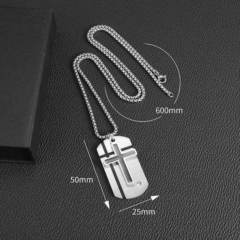Collana con ciondolo a forma di croce con croce di moda, collana con scatola in acciaio inossidabile per uomo e donna, regalo di gioielli religiosi_voghion.com