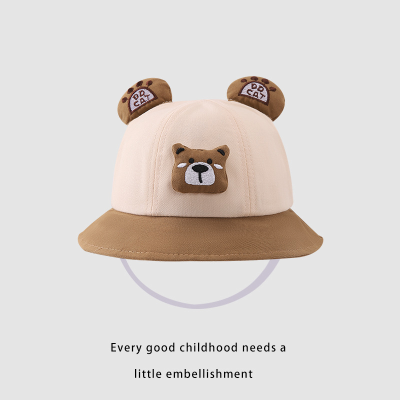 Sombrero de bebé primavera y otoño oso pequeño sombrero de pescador lindo niño niñas sombrero de sol bebé versátil sombrero de sol verano delgado