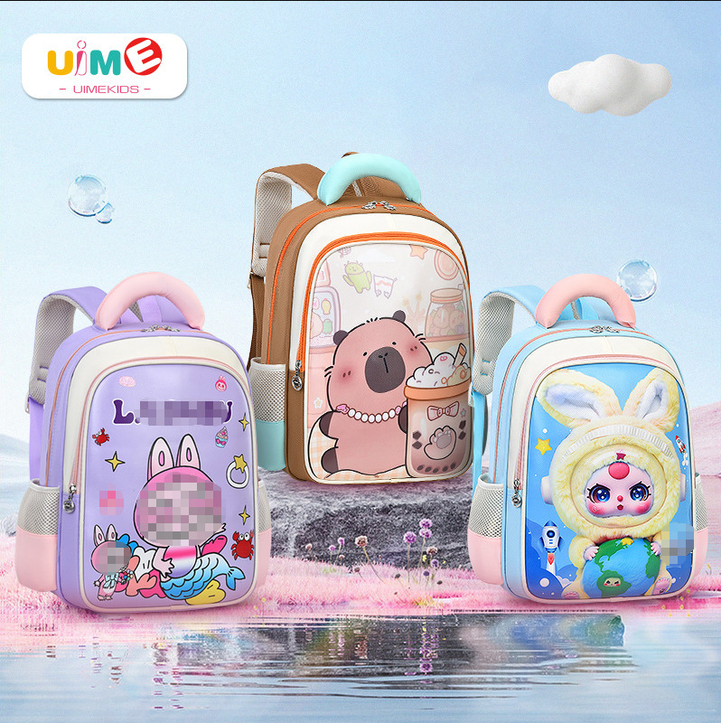 uime mochila infantil para niños, niños y niñas, grados 1 - 3, mochila de dibujos animados de 6 - 12 años, mochila ligera para reducir la carga