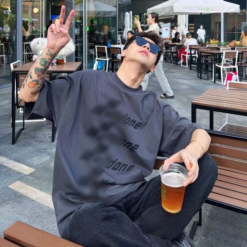 We11 Classic Letter High Street Fashion Brand American Style Loose Wellmiki Heavyweight Short-Sleeved T-Shirt for Men