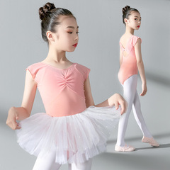 ダンス服の子供服の女性の夏の練習の半袖の民族のショーの蓬蓬のスカートのネットの糸のガーターの分離の体形の服のスーツ