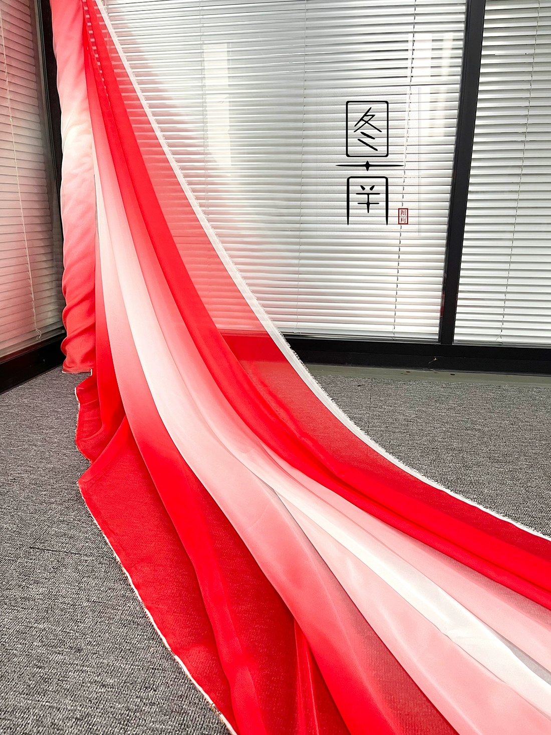 Genuine shiffon Hanfu, multicoloured cloth, layout, gradient, shiffon with print, handmade
