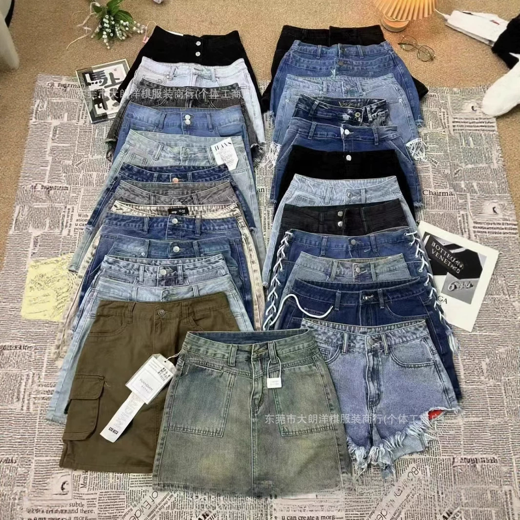 Короткая джинсовая юбка женский 2025 лето новая высокая талия