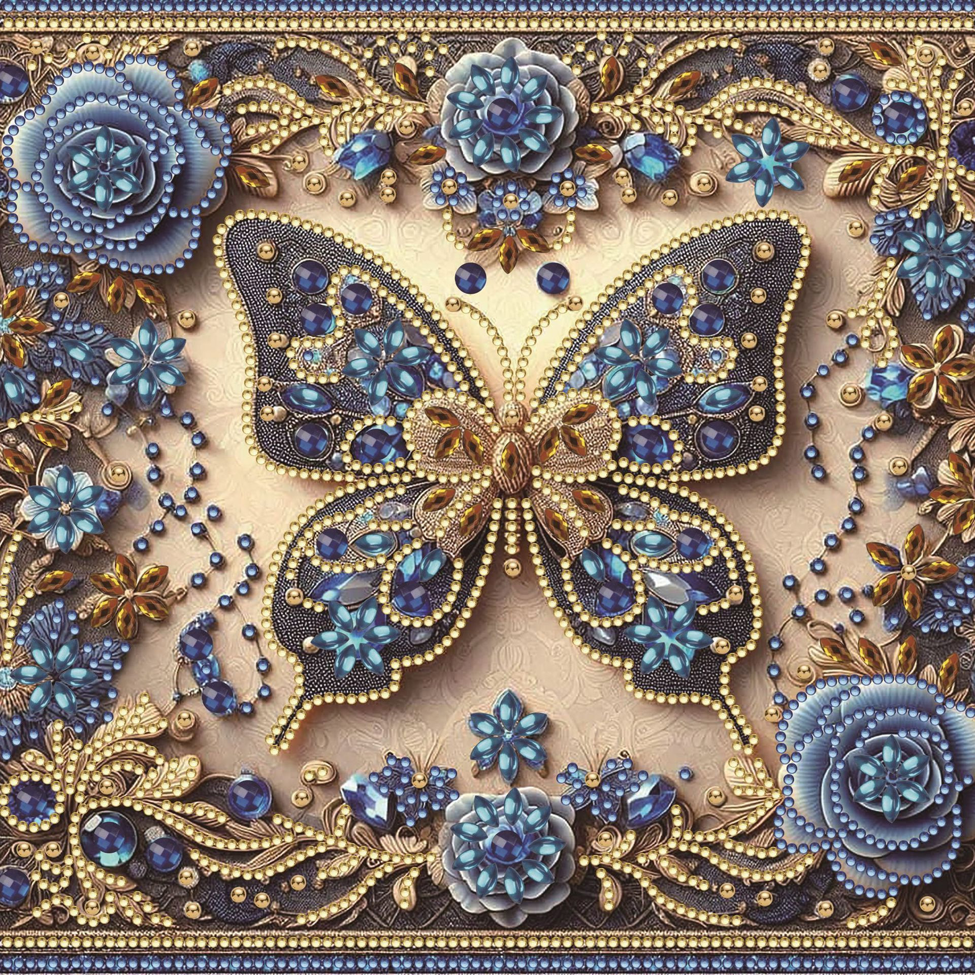 Pintura artesanal con diamantes