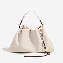 质感抽绳托特包大容量褶皱百搭手提包高级感垃圾袋通勤腋下流浪包