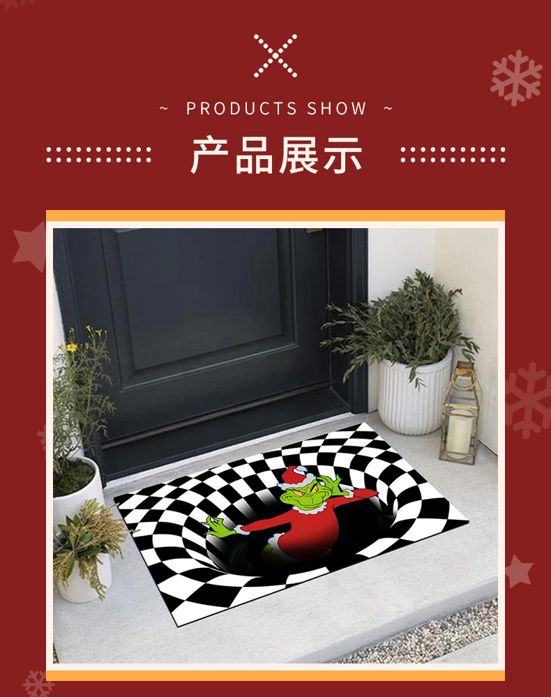 圣诞地垫,跨境地垫,视觉门垫,入户门垫,小丑地垫