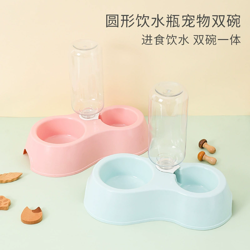ПЭТ Автоматическая Питьевая Двойная Чаша Пластиковая Чаша с Бутылкой Воды Костюм Собака Чаша Кошка Поилка Рис Бассейн Кошка Чаша Еда Бассейн