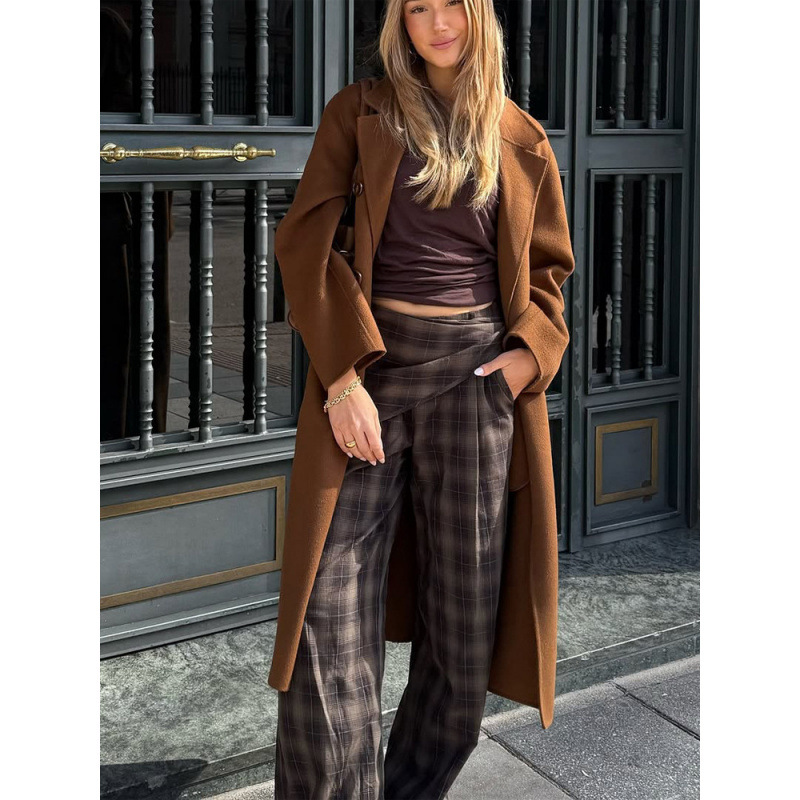 Japón y Corea del Sur estilo casual pantalones rectos a cuadrícula versátiles mujeres 2026 nuevo estilo transfronterizo Europa y Estados Unidos comercio exterior al por mayor image 7