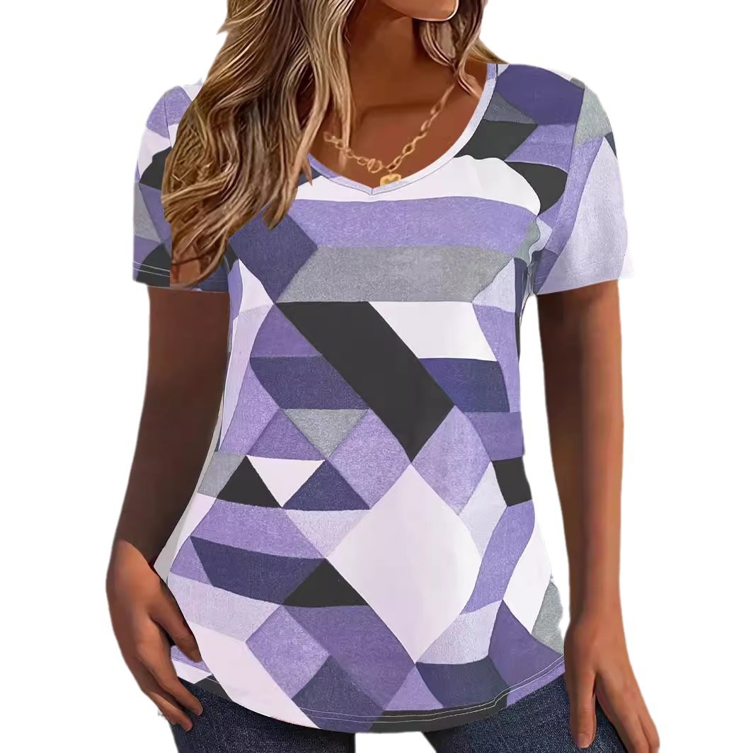 Vibrant 3d Print Round Neck T-Shirt For Women, Soft Polyester Casual Tee, Loose Fit Short Sleeve Top For Daily Wear_ecoleips.com