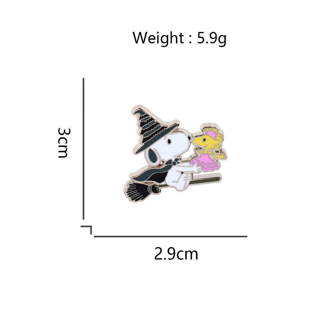Magic Flying Broom Cute Orange Cat Enamel Badge Kawaii Cartoon Character Badge Novelty Fun Accessory