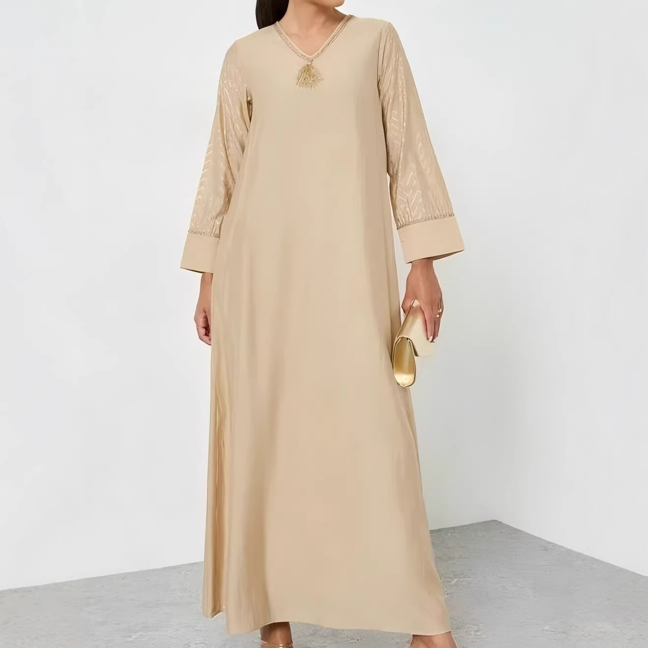 Middle Eastern Muslim Ethnic Style Sequin Party Evening Gown Robe Dress_voghion.com