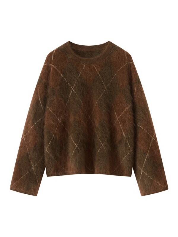 Pure and Thick One-Size-Fits-All Soft Fleece Sweater, Blue Cashmere Pullover for Women, Simple Round Neck, Loose Knit, Versatile