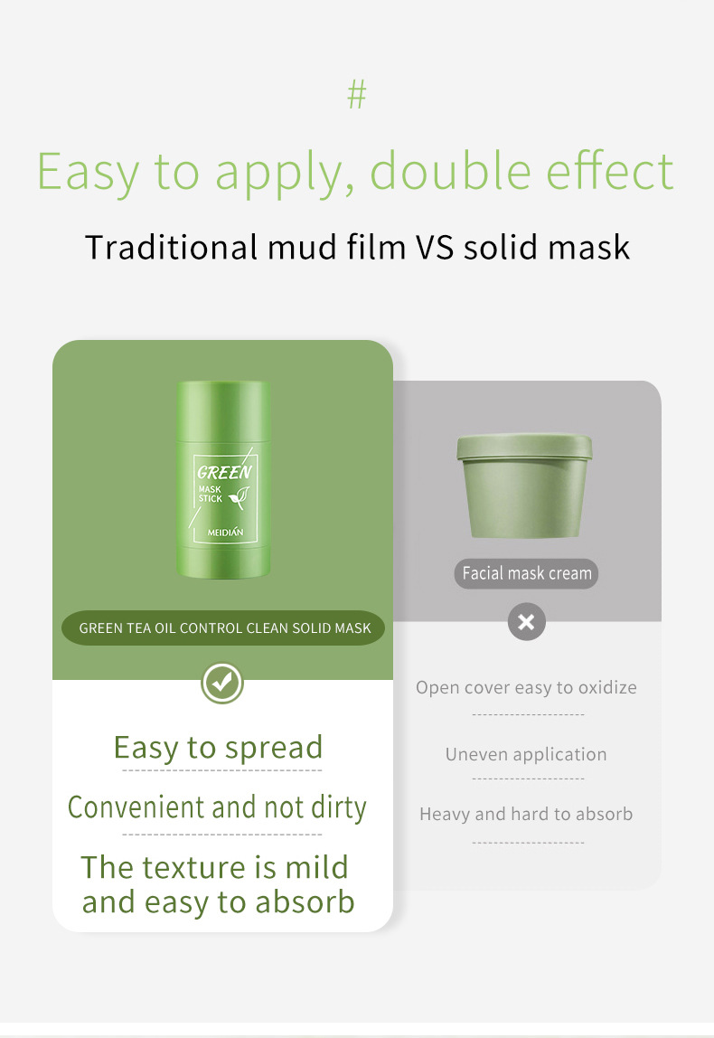 Cross-border Magic Point Green Tea Solid Mask Mud Stick Application type light Cleansing Mud Mask manufacturer wholesale Item Picture