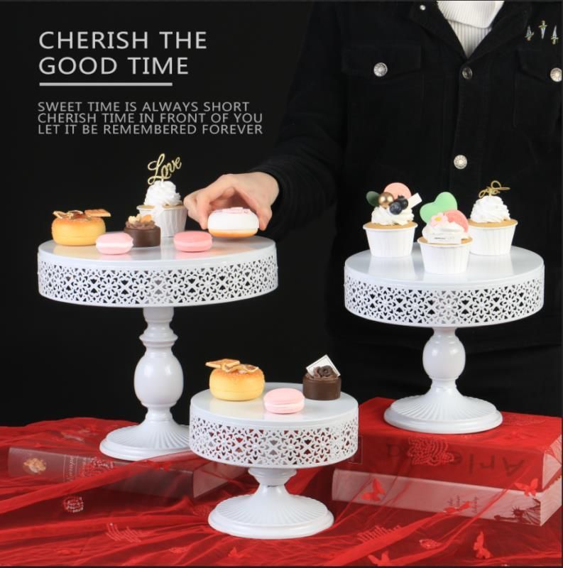 Transfronterizo de hierro dorado soporte de pastel merienda soporte traje de postre de té de la tarde soporte de merienda soporte de exhibición bandeja de pierna alta