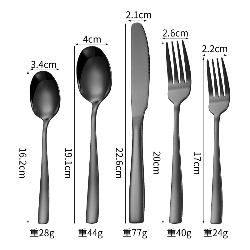 Suministro directo de Amazon mango cuadrado vajilla de acero inoxidable cuchillo de comida occidental tenedor cuchara Hotel europeo cuchillo de carne tenedor cuchara traje