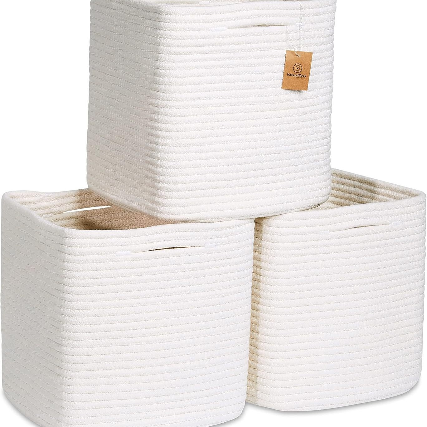 Amazon ofrece una cesta de ropa sucia de algodón para juguetes para bebés, estantes de almacenamiento de armario, cesta de toallas de baño plegable