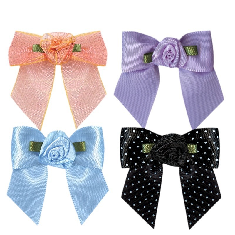 Yao Ming hecho a mano cinta arco regalo caja de joyería arco terminado ropa horquilla decoración estante de tres puntos nudo