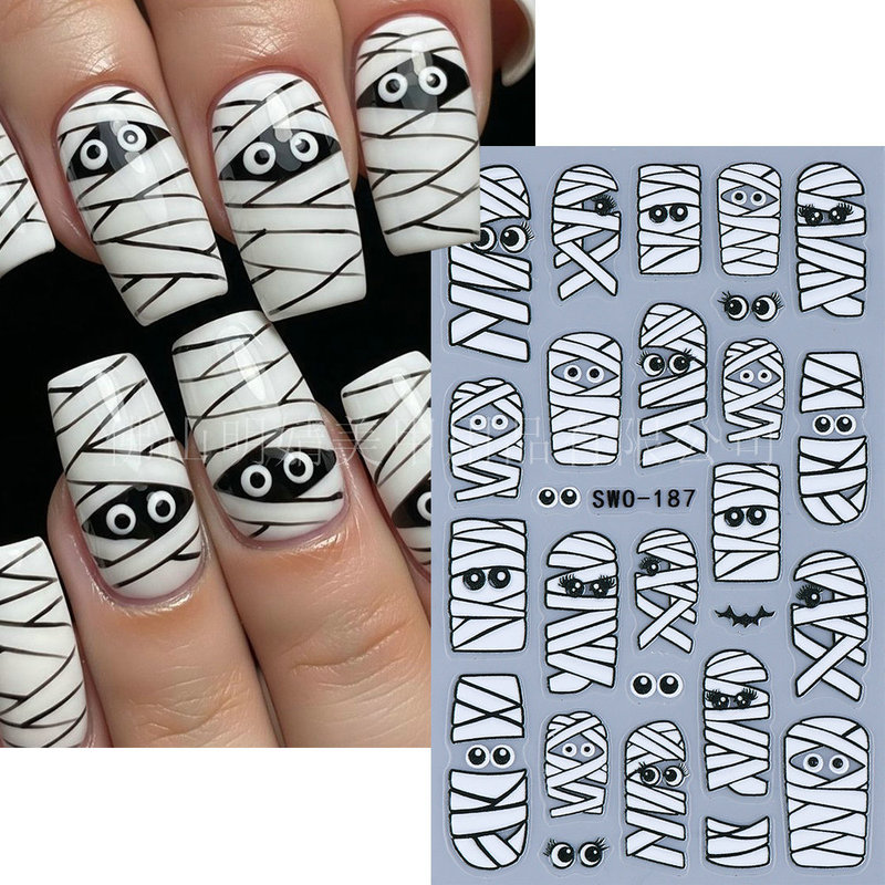 Cross-Border New Halloween Nail Stickers Ins Cartoon Ghost Pumpkin Spider Eyes Micro-Carved Nail Adhesive Stickers Cross-Border New Halloween Nail Stickers Ins Cartoon Ghost Pumpkin Spider Eyes Micro-Carved Nail Adhesive Stickers
