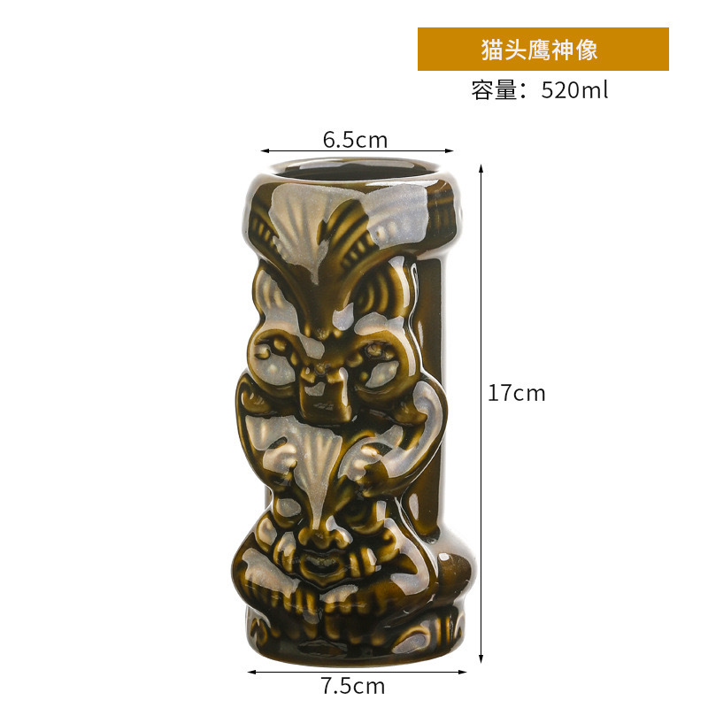 Taza de cóctel hawaiana taza de cerámica creativa taza de tic-tac - toe taza de cara de totem taza de macaco taza zombie taza de papagaio taza