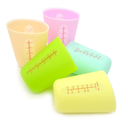 Silicone measuring cup 250ml with scale 500ml macaron soft milk cup liquid batter cup baking tool